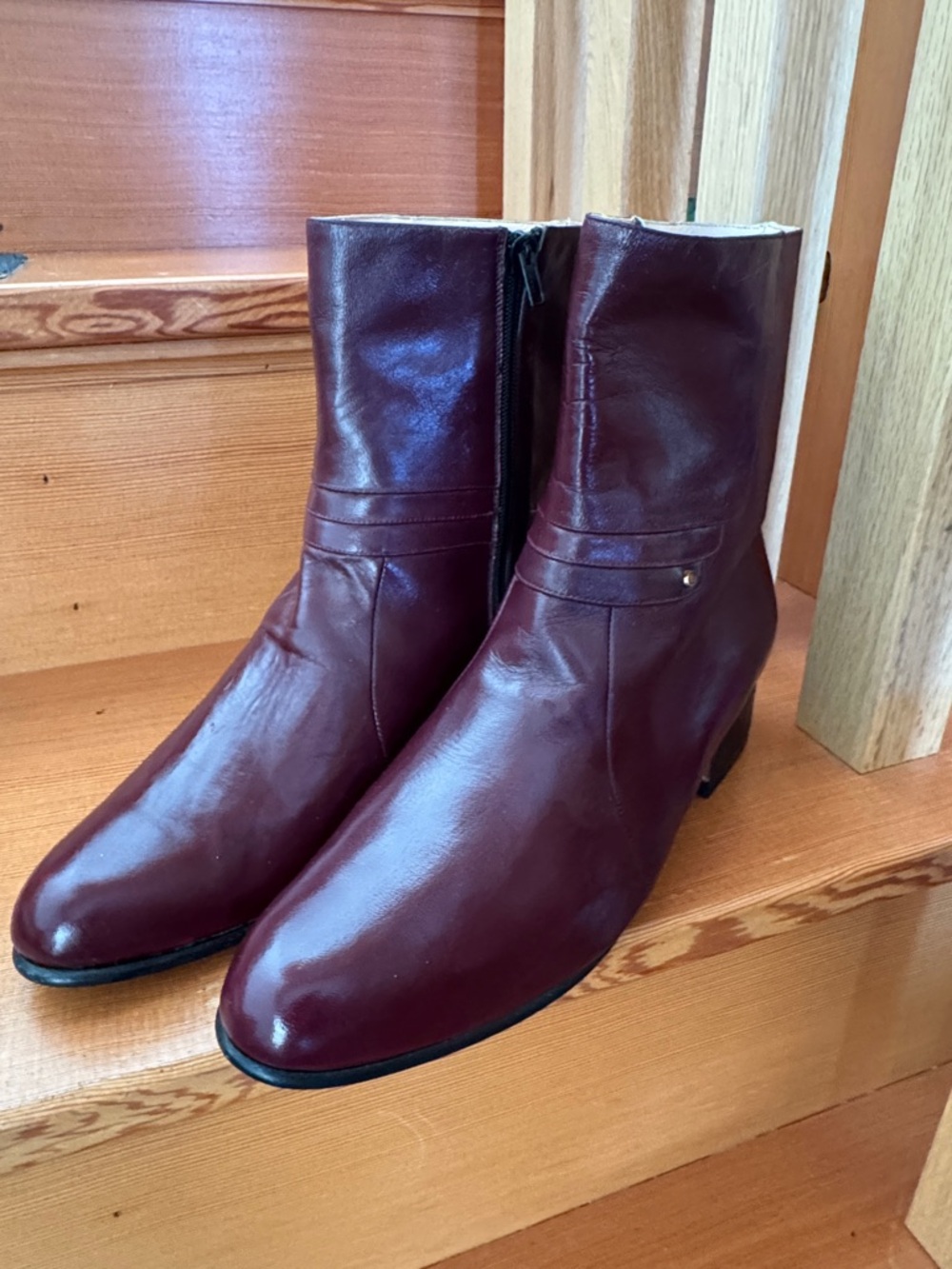 New El Besserro Calzado Mex29 Men's Burgundy/Wine Leather Zip Ankle Boots no box